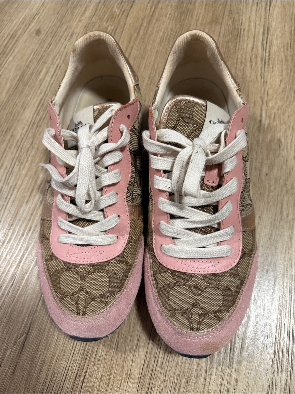 Coach Pink Signature Logo Sneakers for Women size 10